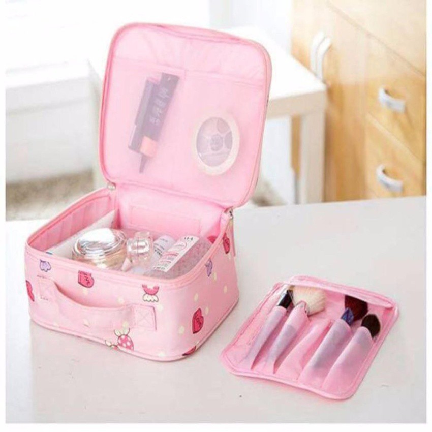 กระเป๋าใส่เครื่องสำอาง สีชมพู น่ารัก