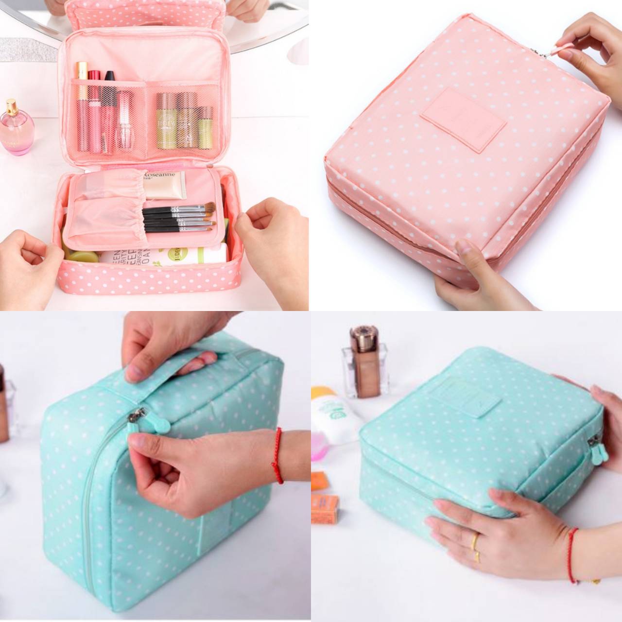 พร้อมส่ง‼กระเป๋าจัดระเบียบเครื่องสำอางค์ กระเป๋าเครื่องสำอาง จุได้เยอะมากๆ‼ จัดไปเลย 2สี หวานๆ