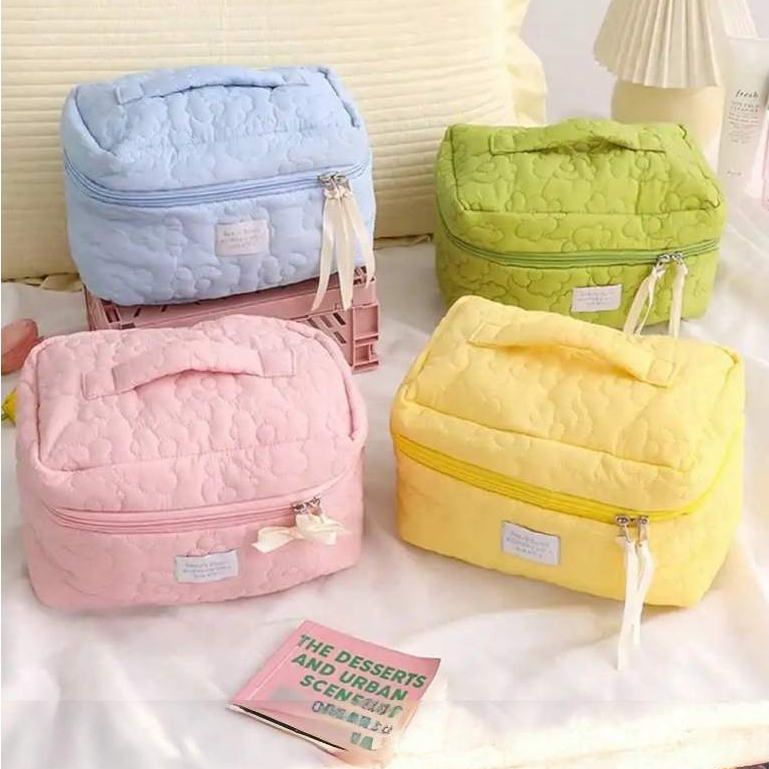 กระเป๋าเก็บเครื่องสำอาง สีแคนดี้ พาสเทล น่ารัก ความจุขนาดใหญ่  4/ชิ้น ครบสี