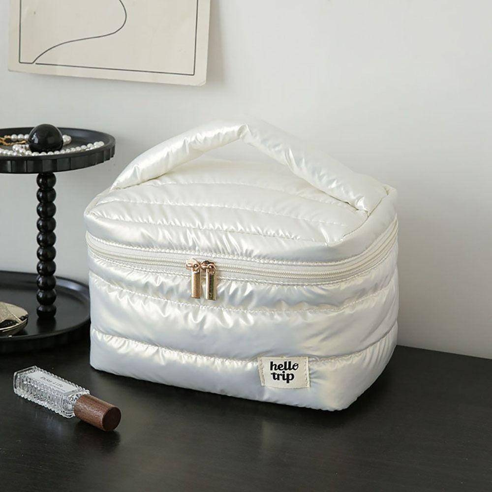 พร้อมส่ง กระเป๋าเครื่องสำอาง Hello Trip อเนกประสงค์ ความจุขนาดใหญ่ กันน้ำ 1/ชิ้น สีขาว